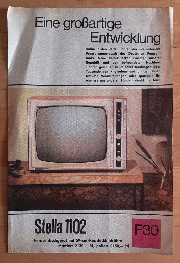 Stella 1102 - reklamný leták na televízor