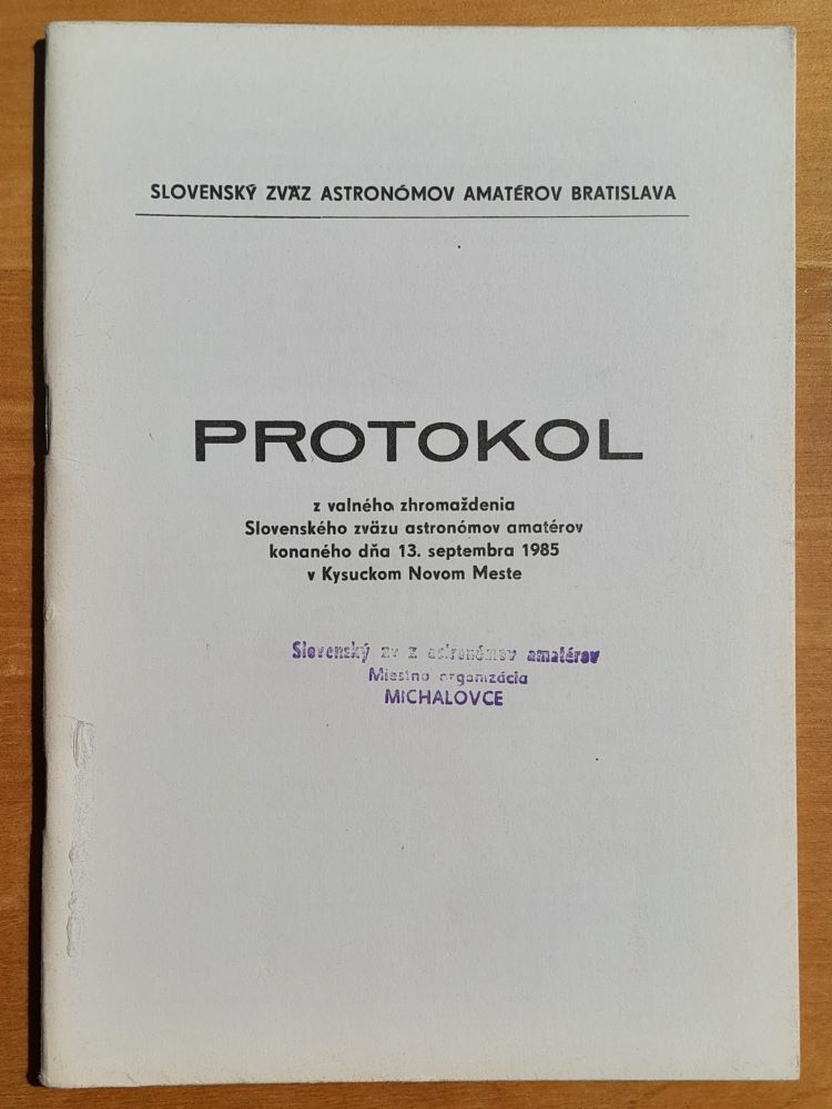 Protokol z valného zhromaždenia Slovenského zväzu astronómov amatérov