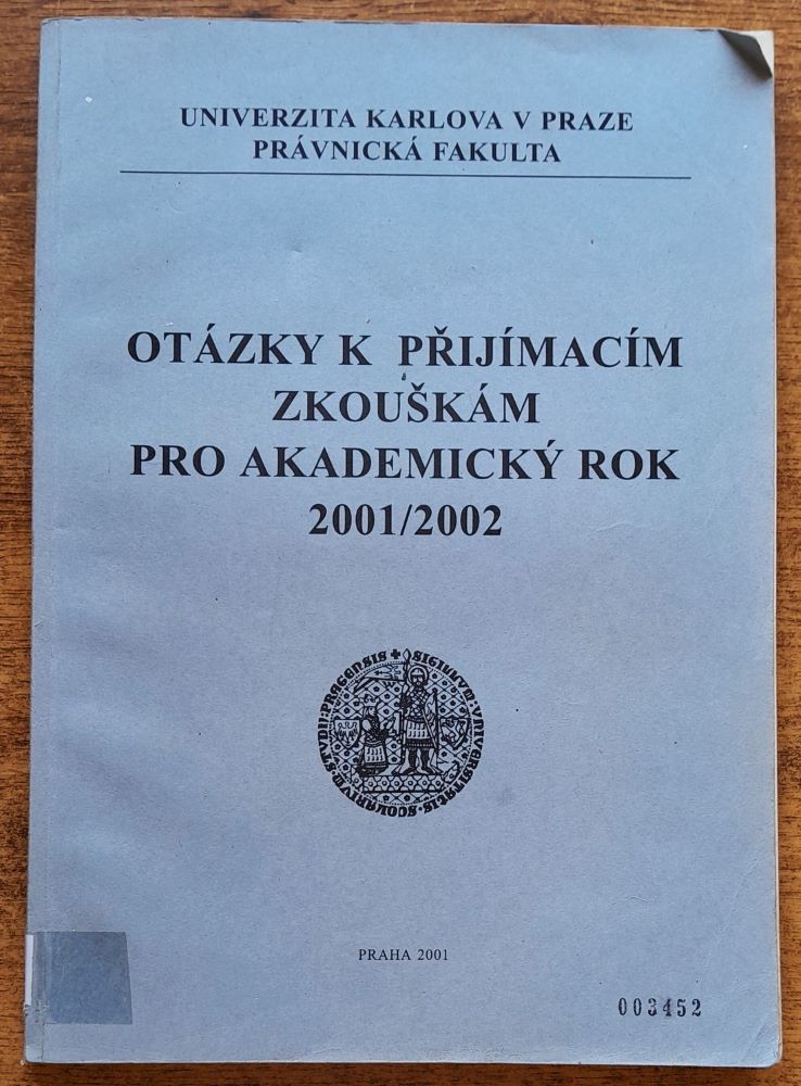 Otázky k přijímacím zkouškám pro akademický rok 2001-2002
