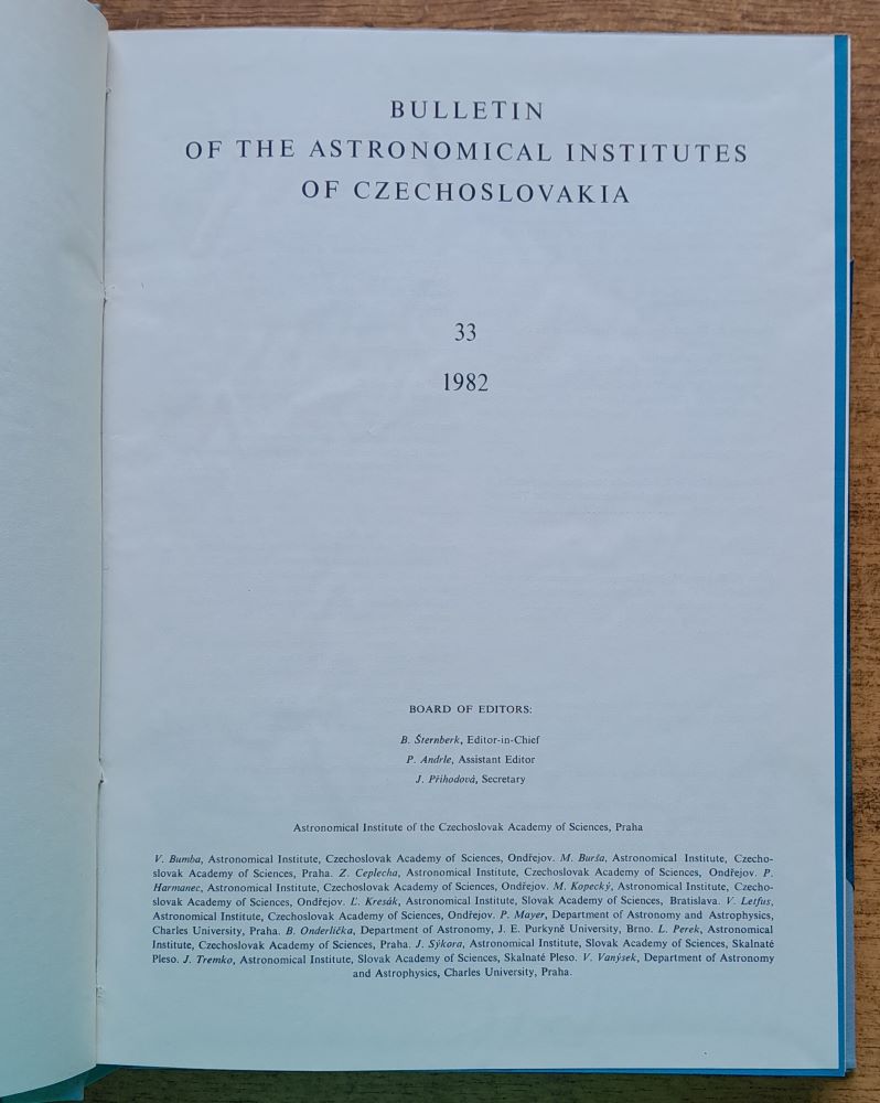 Bulletin of the Astronomical Institutes of Czechoslovakia 1 - 6 / 1982