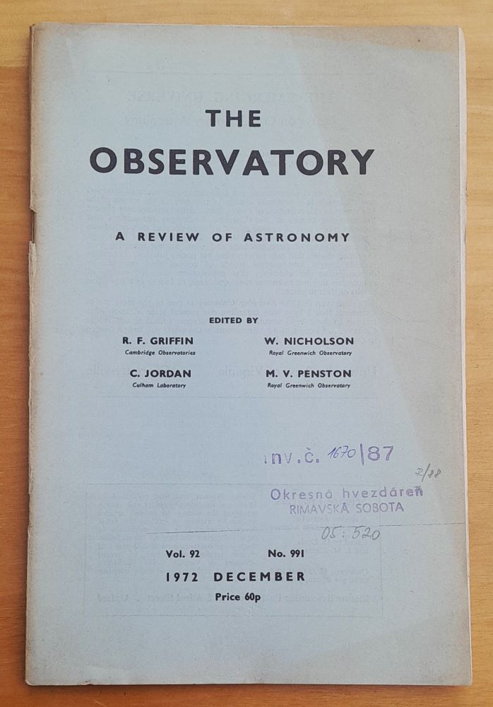 The Observatory a Review of Astronomy 1972