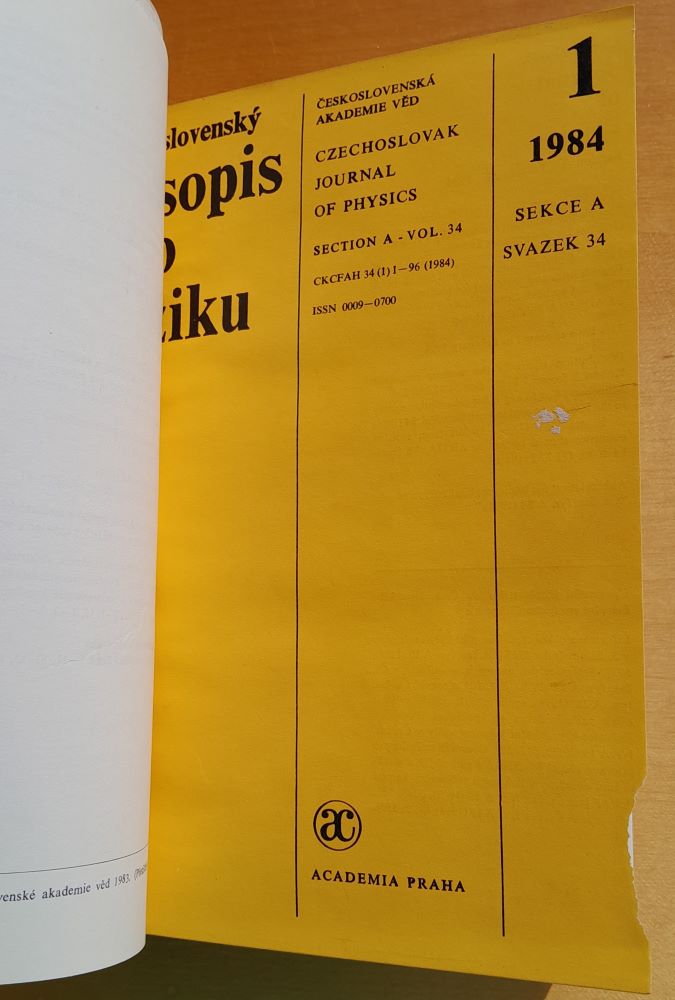 Československý časopis pro fyziku 1.- 6./1984 / Sekce A / Svazek 34