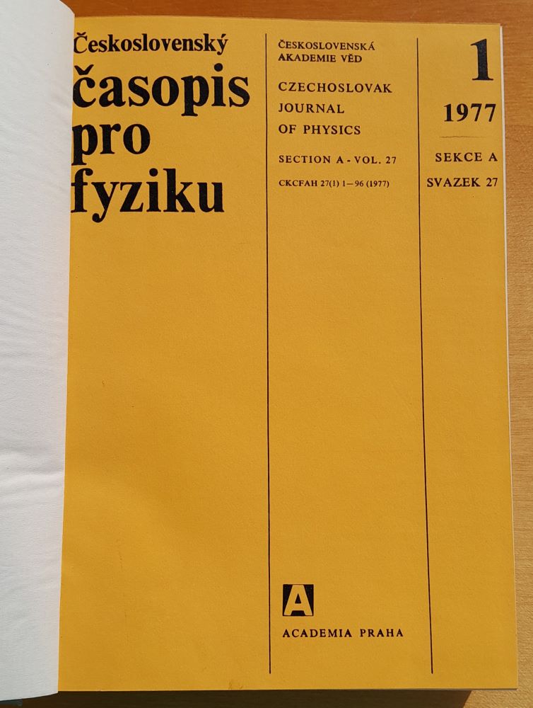 Československý časopis pro fyziku 1.- 6./1977 / Sekce A / Svazek 27