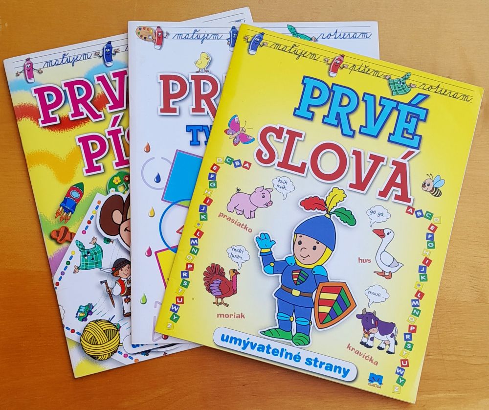 Prvé farby a tvary, Prvé slová, Prvé písanie - umývateľné listy