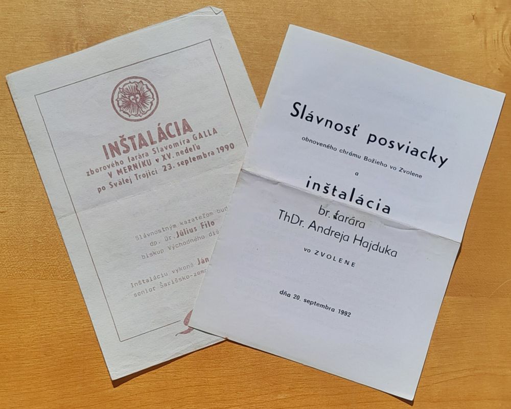 Inštalácia zborového farára Slavomíra Galla v Merníku v XV. nedeľu po Svätej Trojici 23. septembra 1990