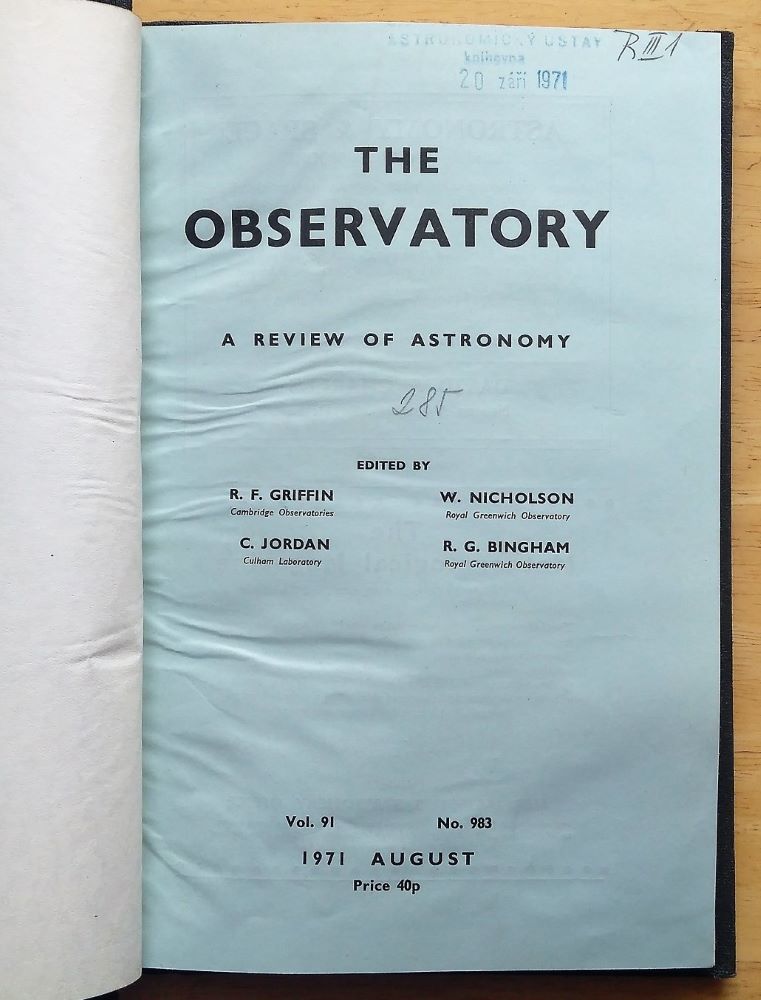 The Observatory a Review of Astronomy 1971