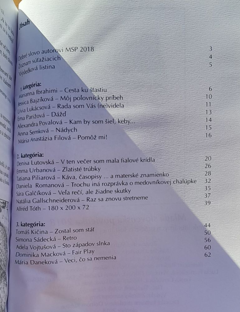 Mladá slovenská poviedka 2018, Zostavila Mária Janotíková