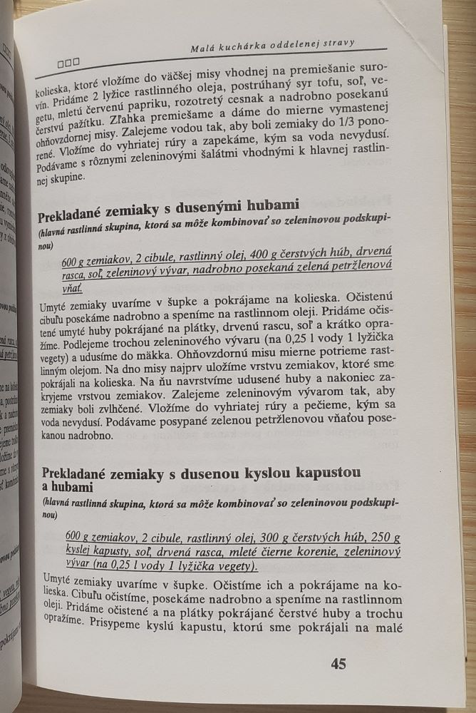 Malá kuchárka oddelenej stravy