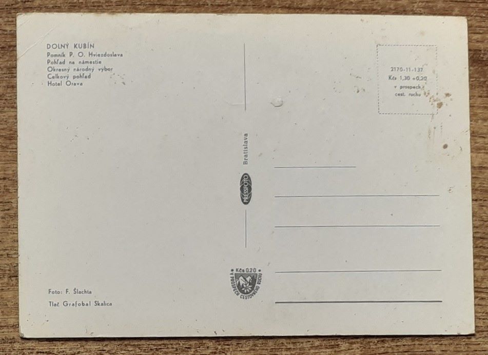Dolný Kubín - Pomník P.O. Hviezdoslava - ONV - Hotel Orava