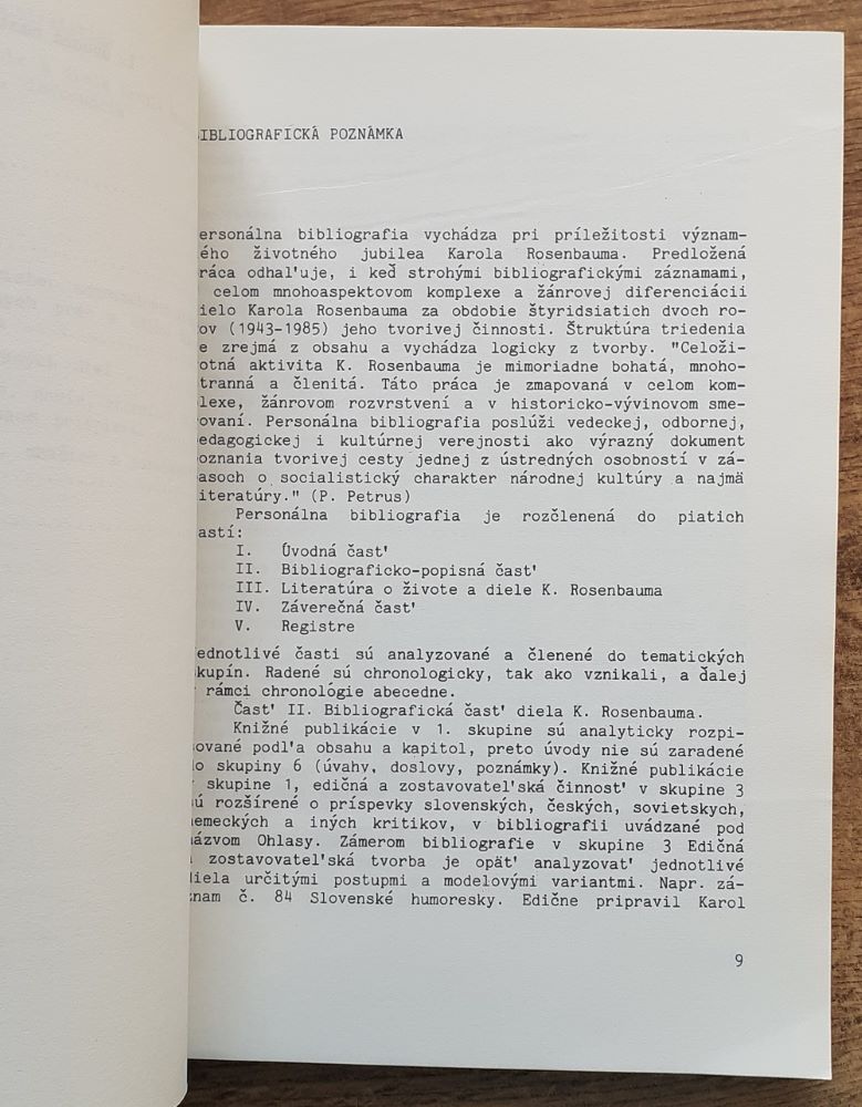 Karol Rosenbaum / Personálna bibliografia