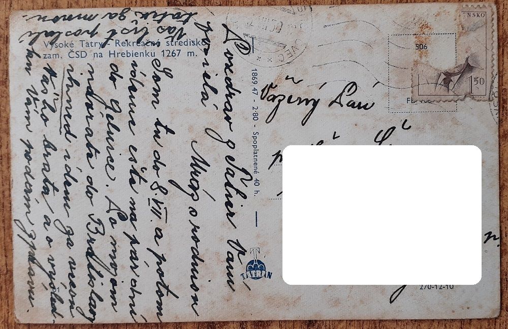 Vysoké Tatry - Rekreačné stredisko zam. ČSD na Hrebienku