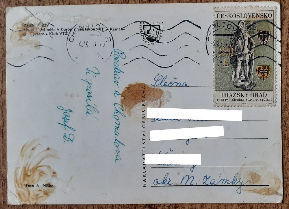 Chomutov - Hotel Třetí mlyn - Kostel s městskou věží - Kamencové jezero - 1986?