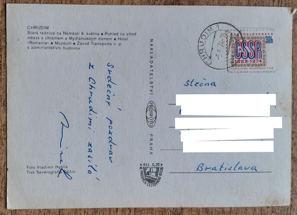 Chrudim - Stará radnice - Mydlářúv dúm - Muzeum - Závod Transporta - 1974