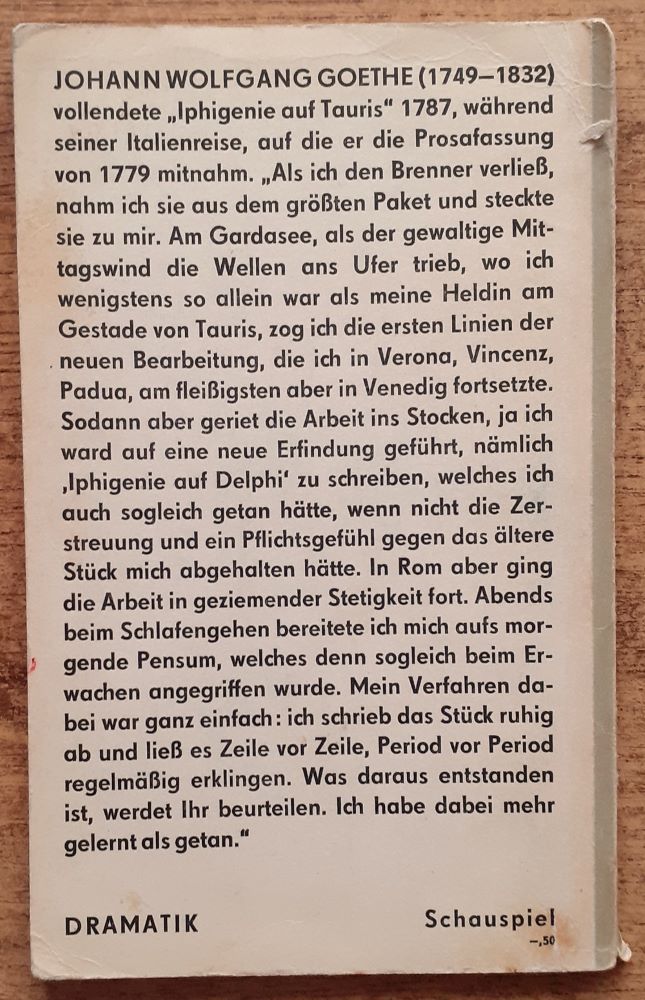 Iphigenie auf Tauris / Goethe