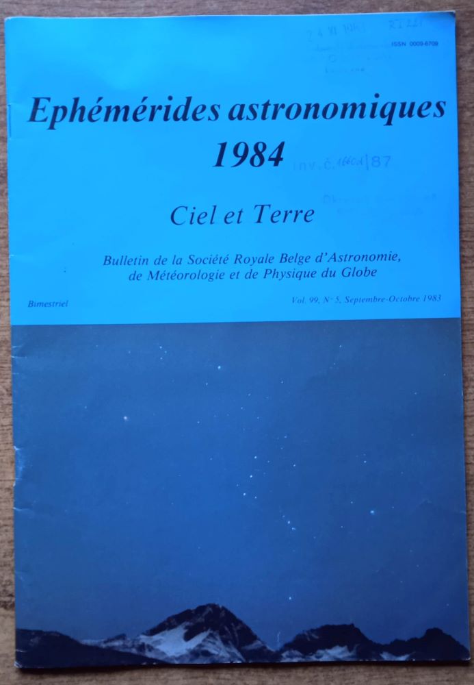 Ciel et Terre / Ephémérides astronomiques január - apríl + júl - august + september - december 1983
