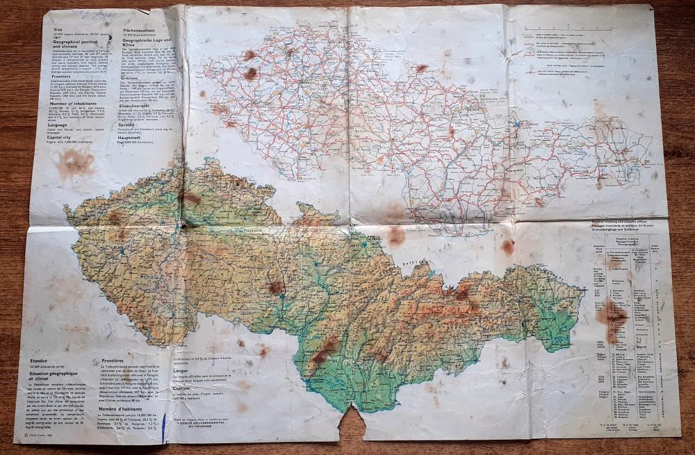 Mapa Československo / viacjazyčná