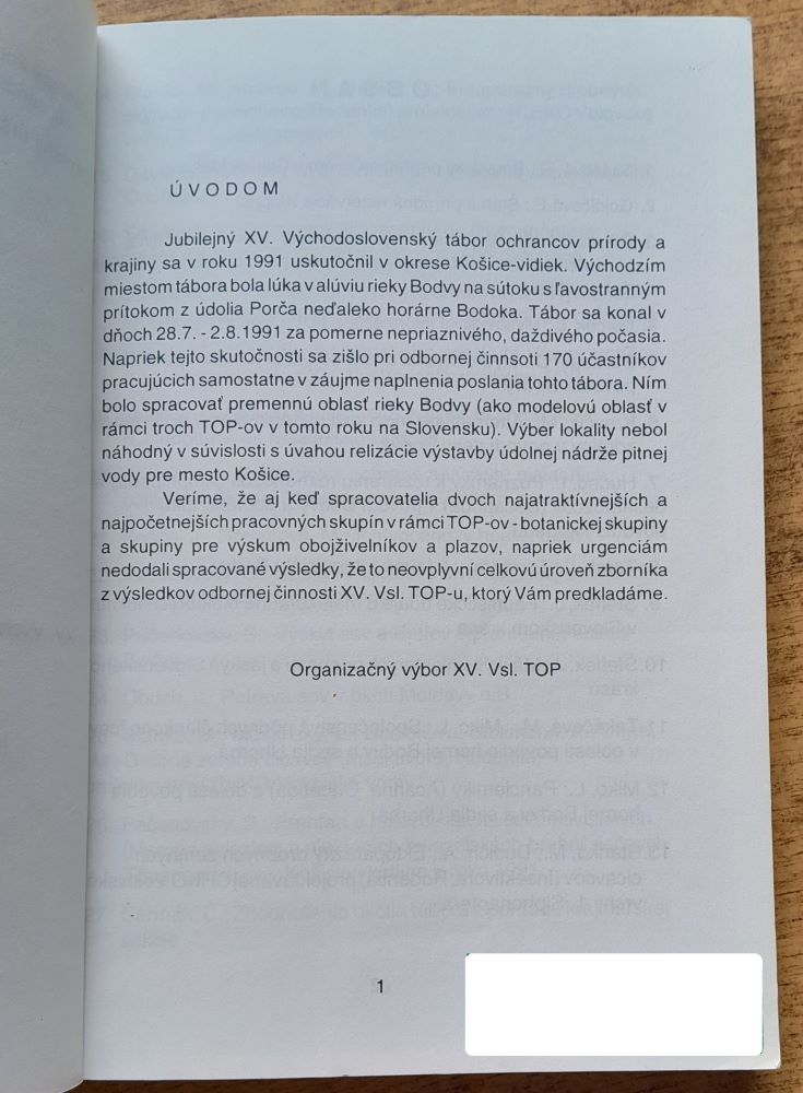 XV. východoslovenský tábor ochrancov prírody