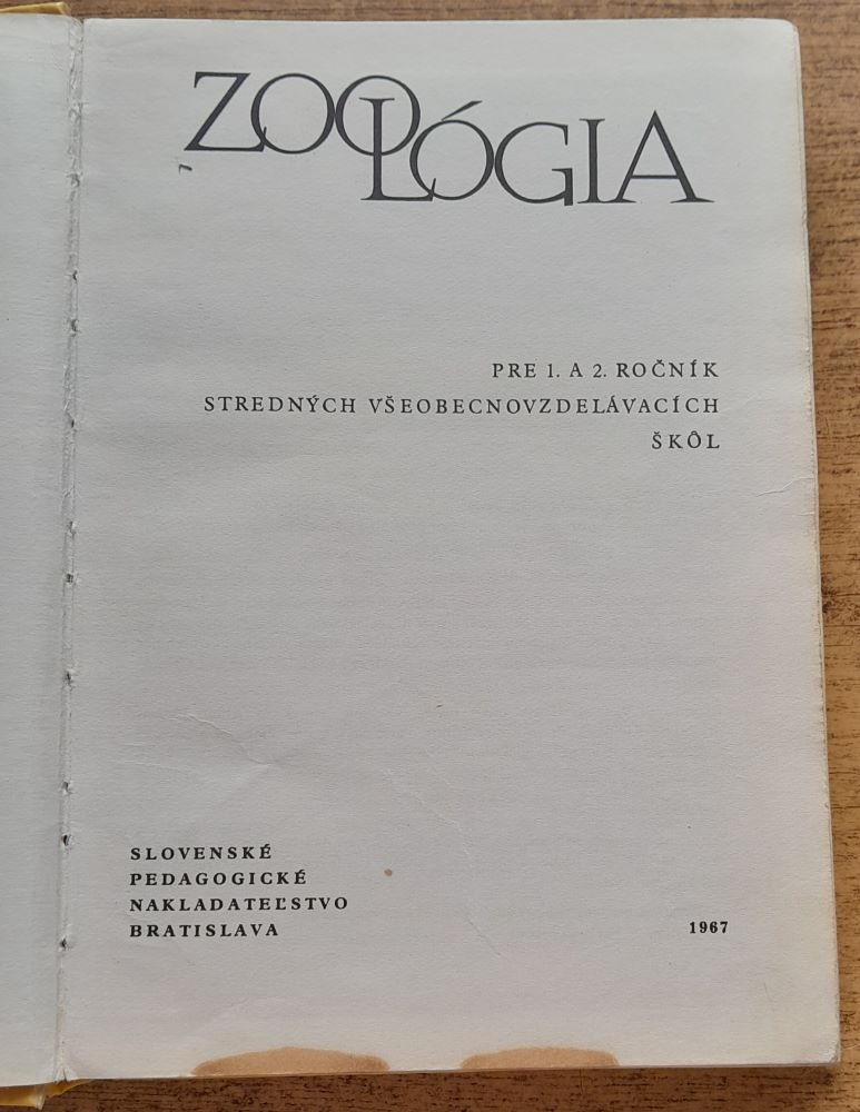 Zoológia 1, 2 / Pre 1. a 2. ročník Stredných všeobecnovzdelávacích škôl