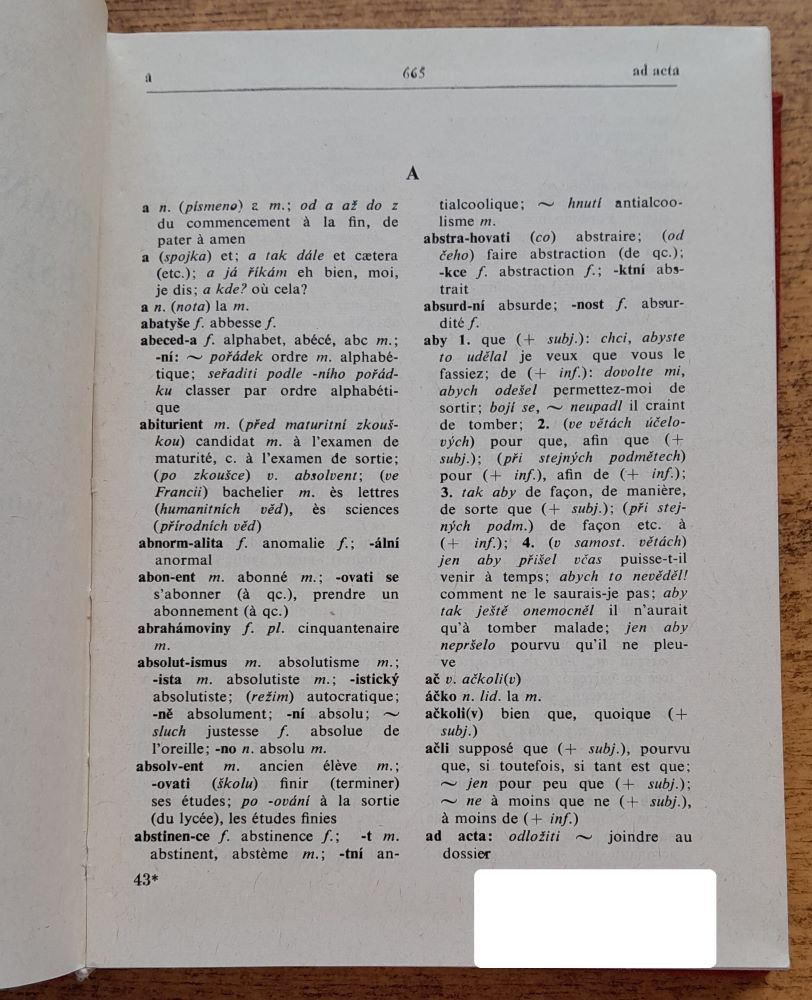 Francouzko-český česko-francouzký slovník / Část česko-francouzská