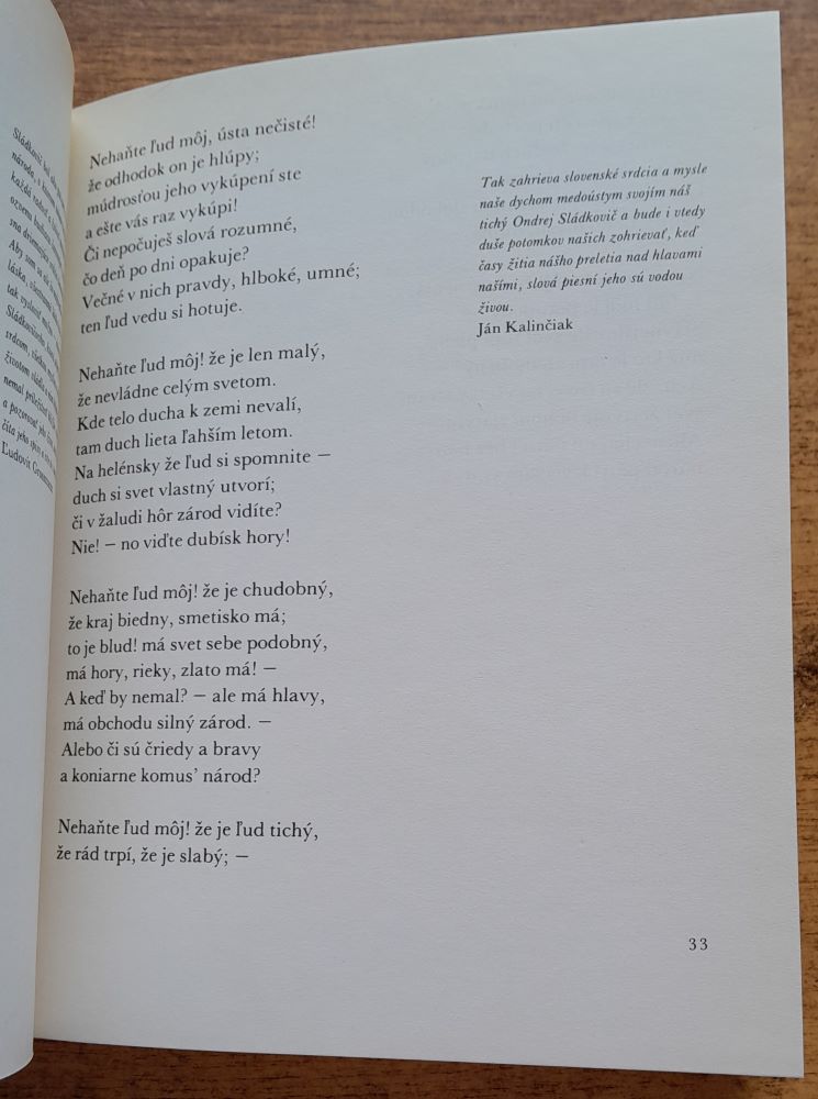 Sládkovič vo výbere Milana Krausa / Kruh milovníkov poézie