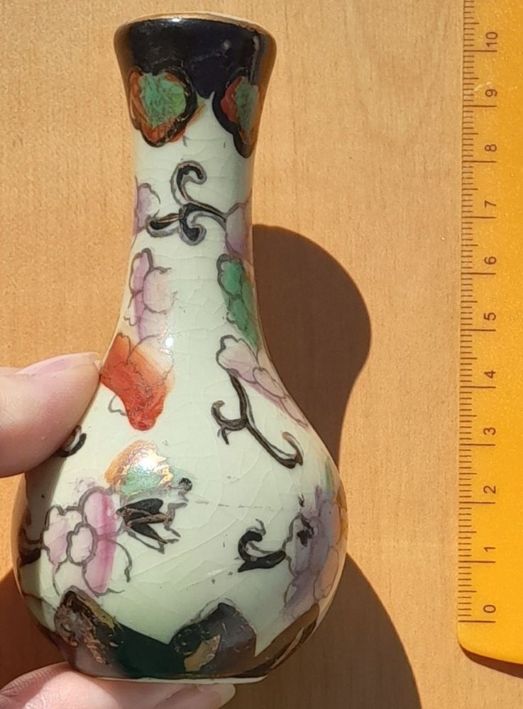 Keramická vázička / Čínsky motív / 10 cm