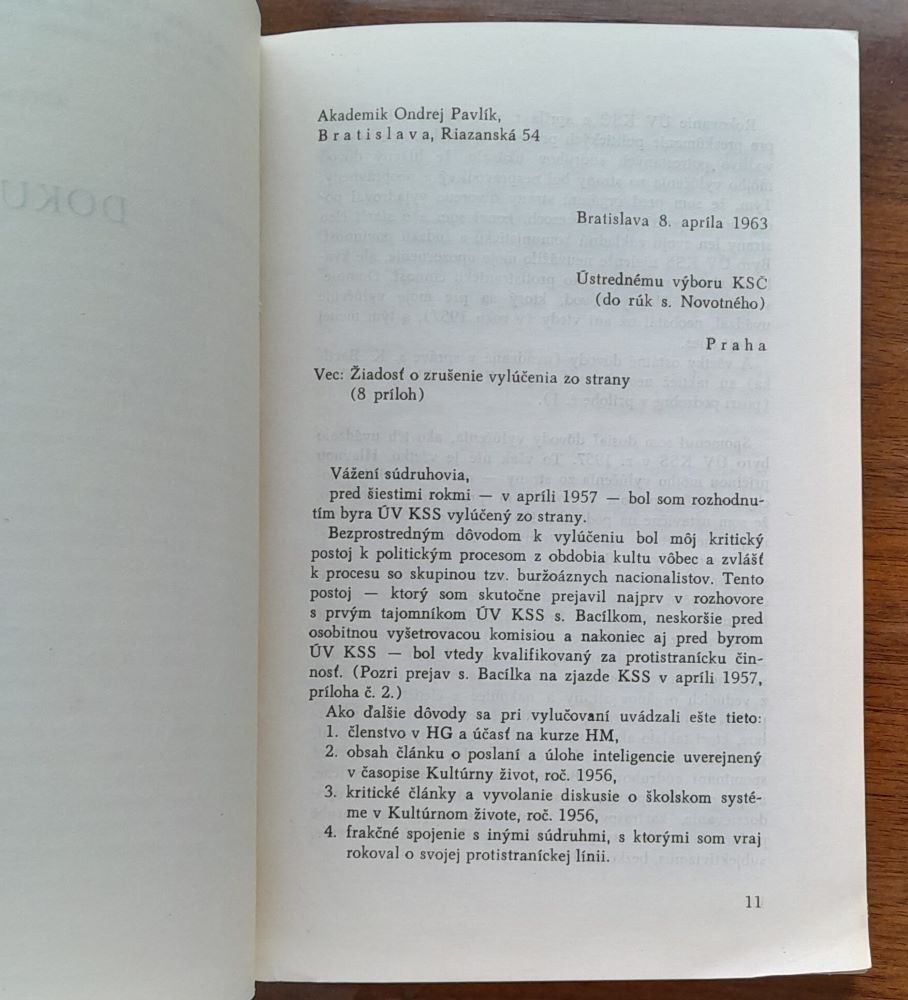 Svedectvo dokumentov o akademikovi Pavlíkovi a tých ďalších