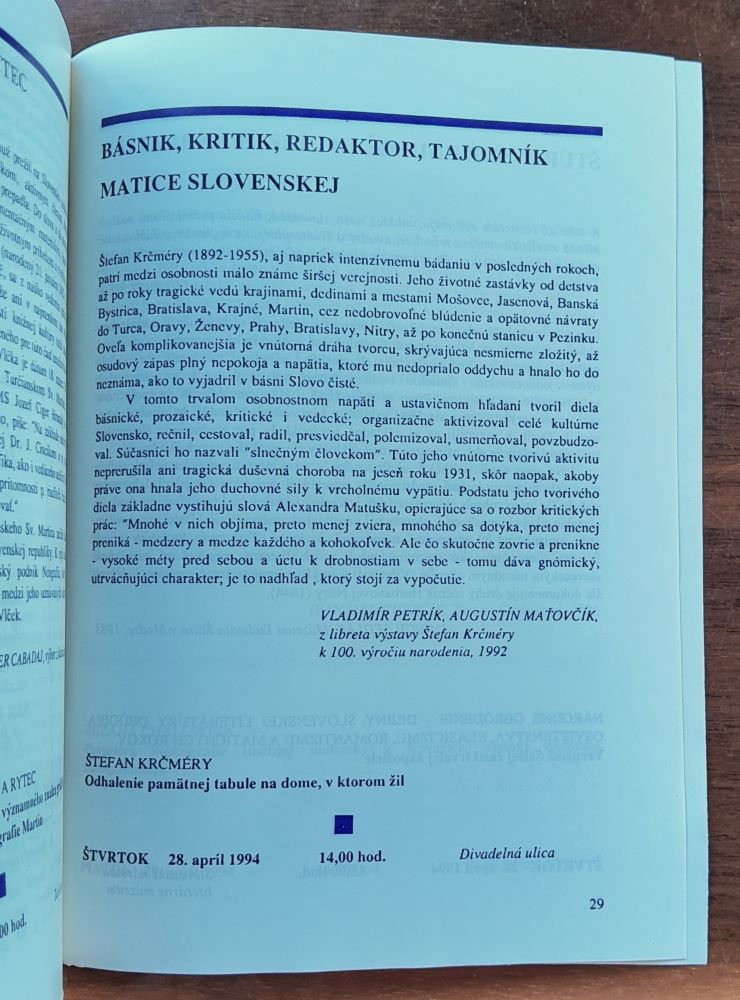 XXVIII. Slovesná jar 1994 / Stoôsme kultúrne slávnosti v Martine