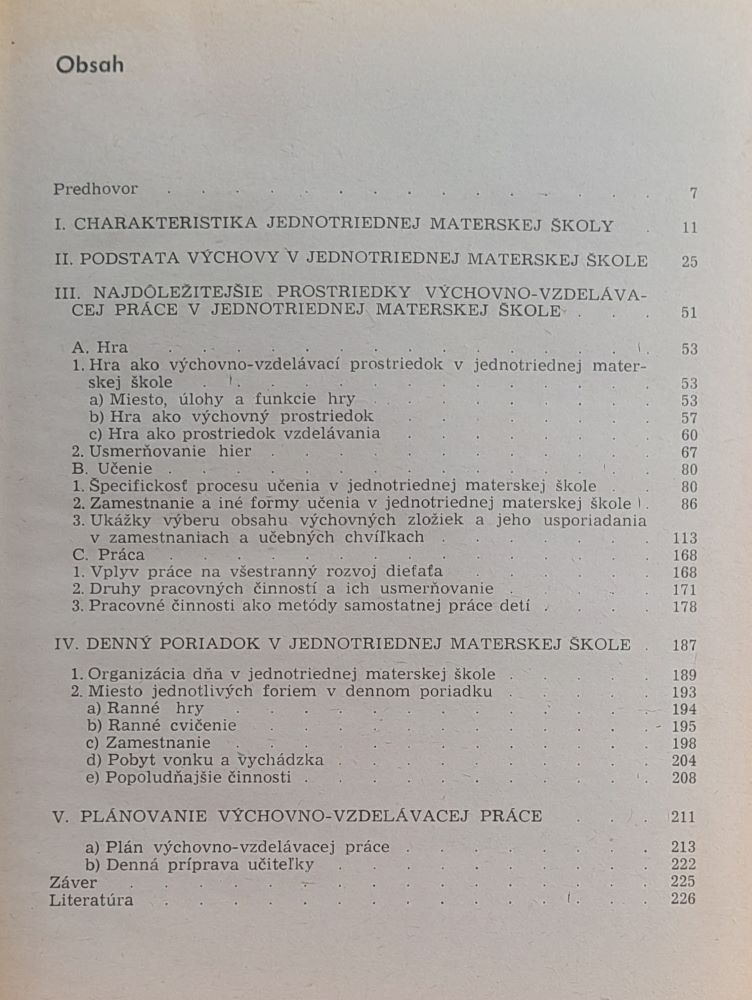 Metodika výchovnej práce v jednotriednych materských školách / Metodická a odborná literatúra
