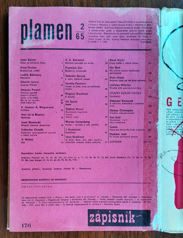 Plamen / Měsičník pro literaturu, umění a život / Číslo 2/1965 ročník sedmý