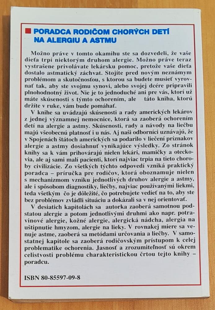 Poradca rodičom chorých detí na alergiu a astmu