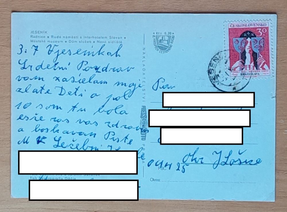 Jeseník - Radnice - Rudé náměstií - Interhotel Slovan -  Mestské múzeum - Po roku 1974