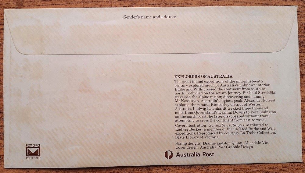 Celinová obálka - Explorers of Australia - 26. sept. 1983 - Australia Post