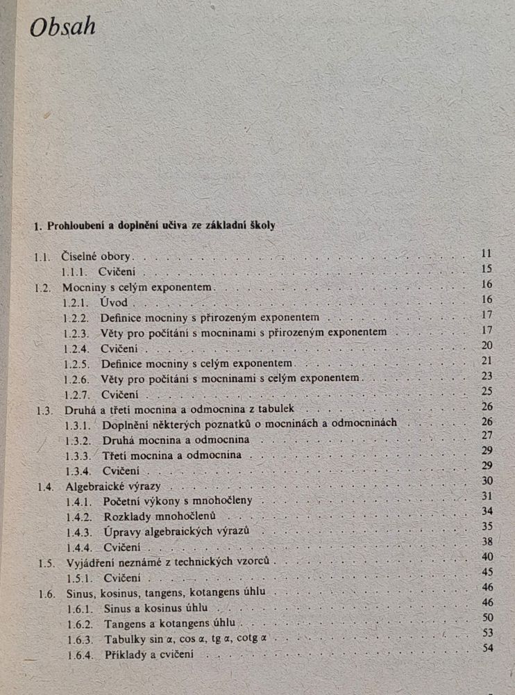 Matematika 1. - pro střední prúmyslové školy a střední zemědělské technické školy