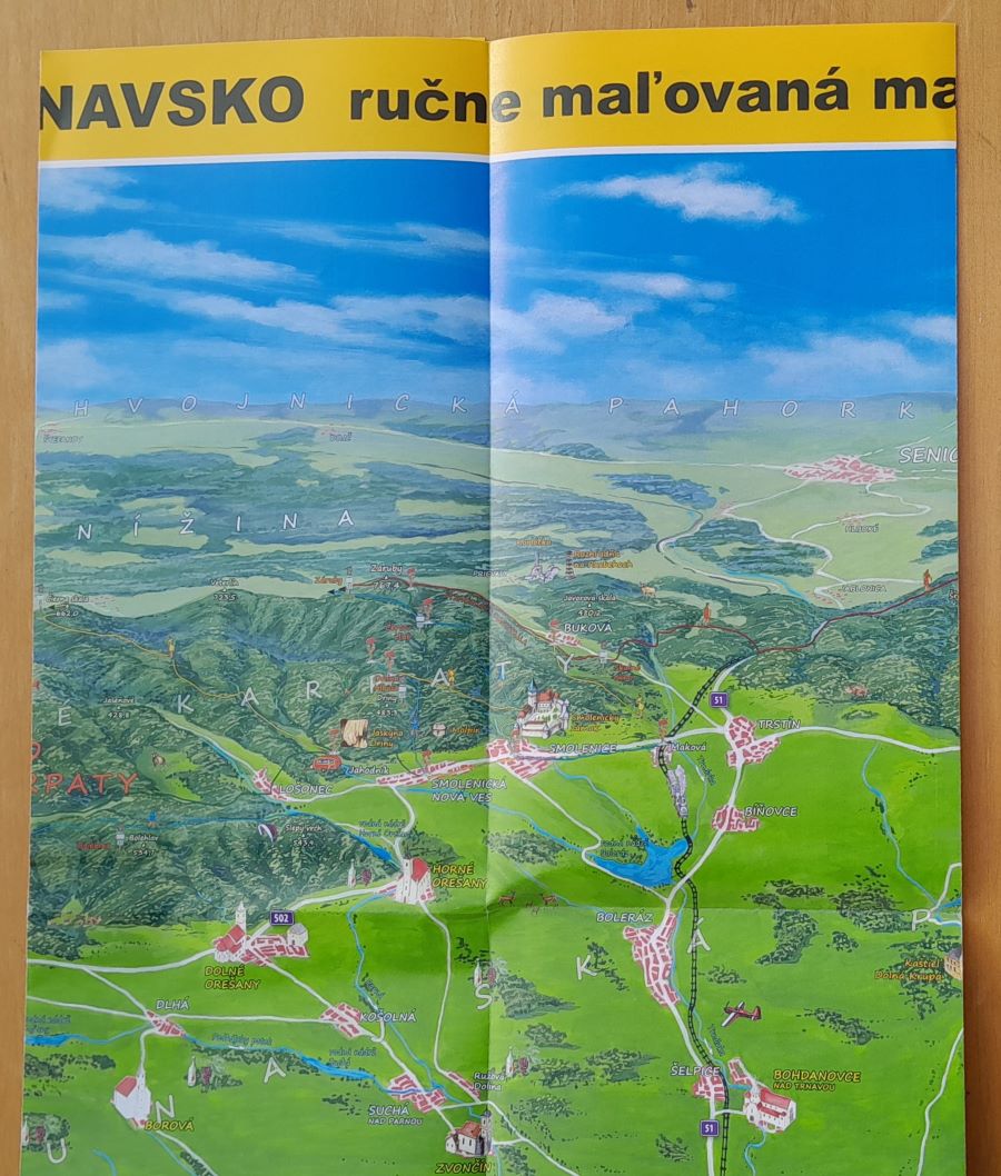 Ručne maľovaná mapa / Záhorie - mapa č. 3 / Trnavsko - mapa č. 4
