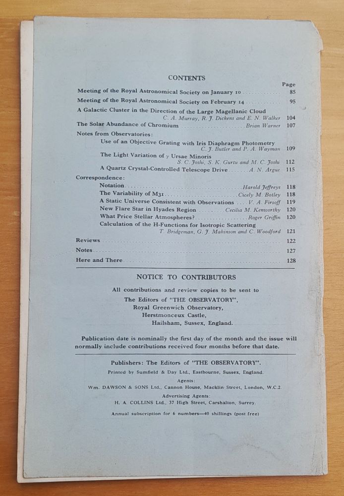 The Observatory a Review of Astronomy 1969