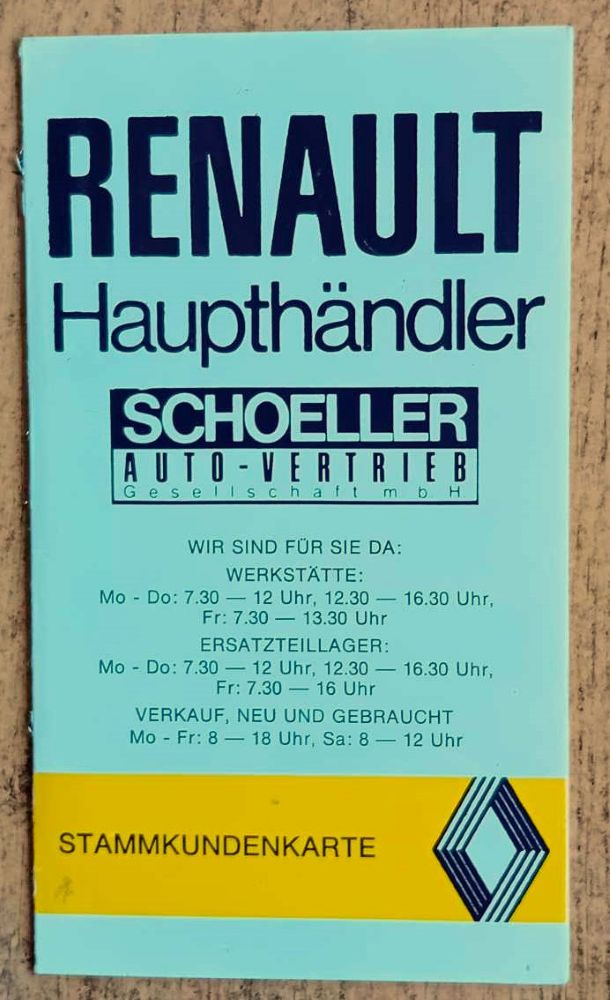Renault / Technická príručka / Karta zákazníka - 1988