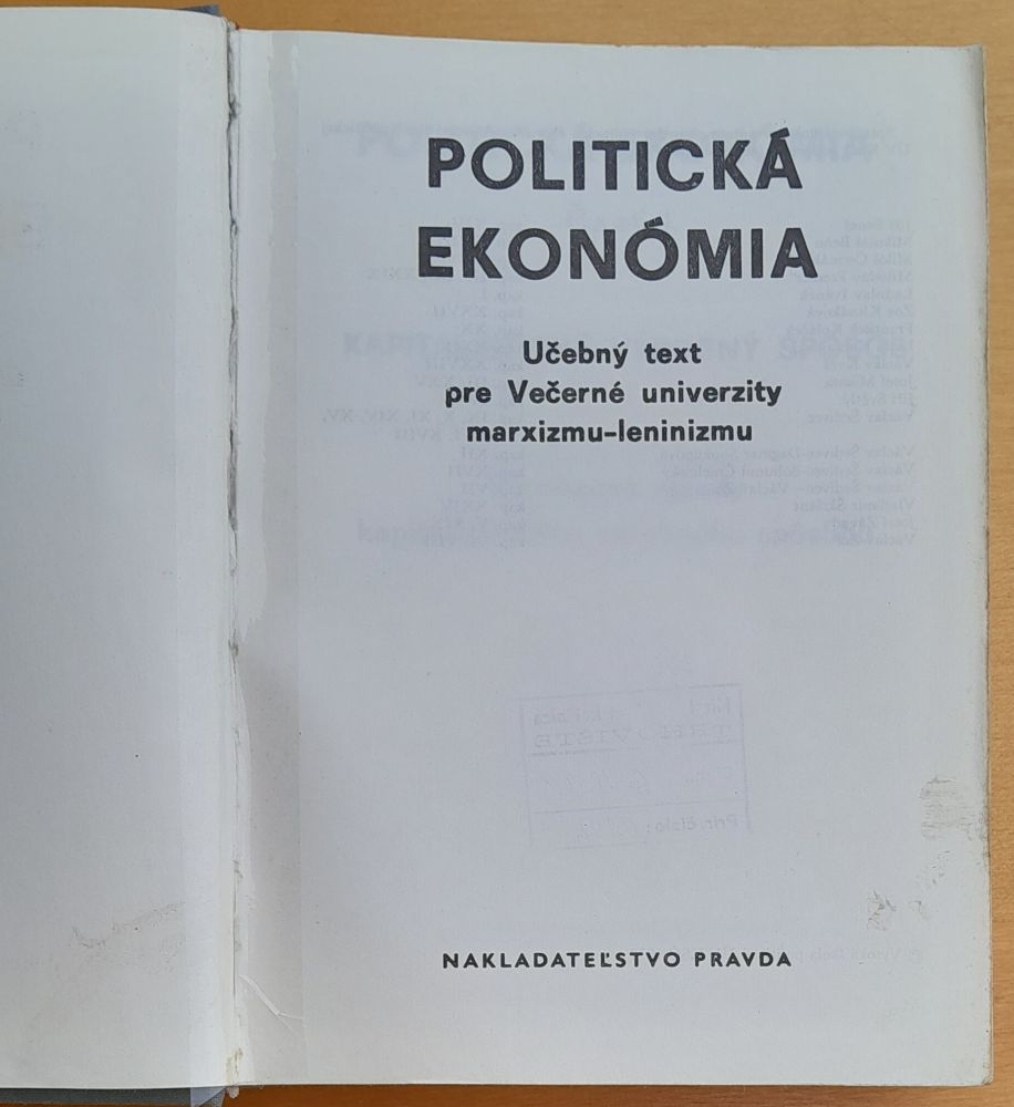 Politická ekonómia / Učebný text pre Večerné univerzity marxizmu-leninizmu