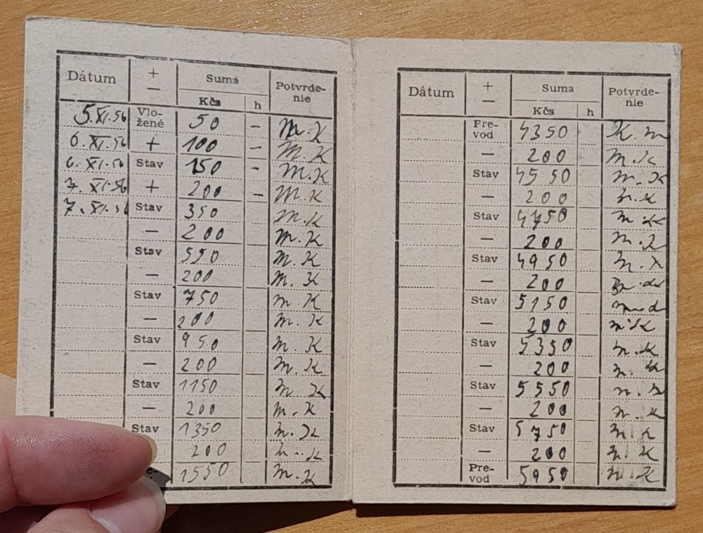 Moje úspory / Tried. vklad. knižka