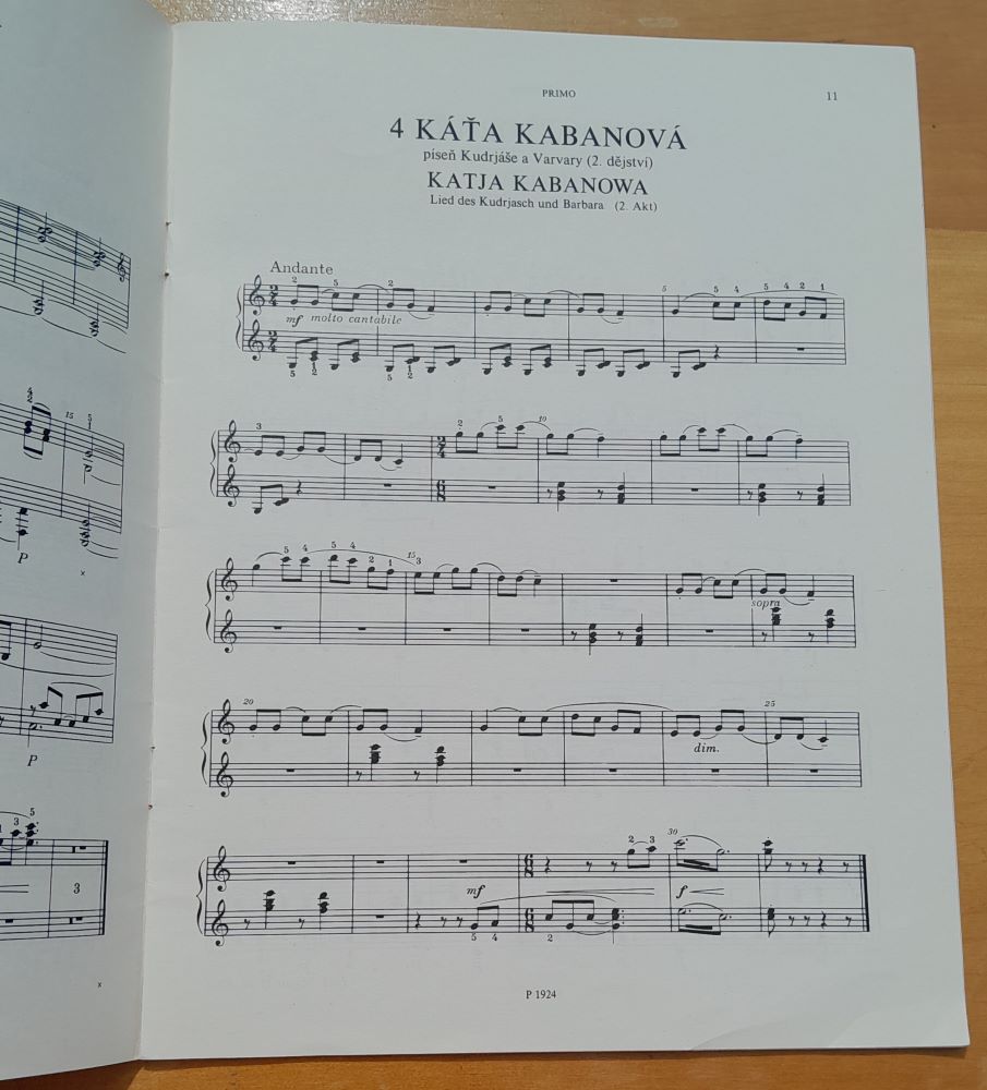 Z díla Leoše Janáčka / Aus den Werken Leoš Janáčeks 1. / Pianoforte 4ms