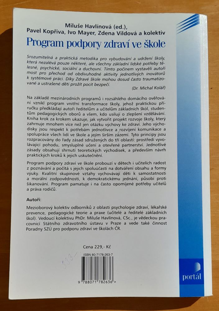 Program podpory zdraví ve škole / Rukověť projektu Zdravá škola