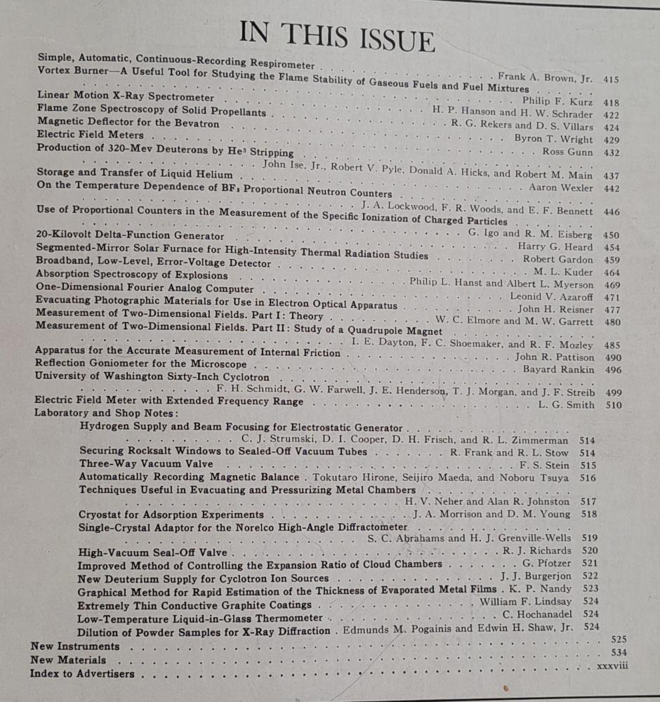 The review of scientific instruments 1954 / 1-5, 7