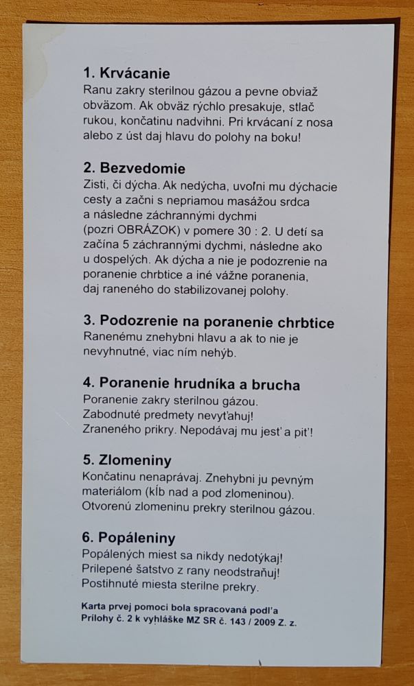 Karta prvej pomoci - Integrovaný záchranný systém