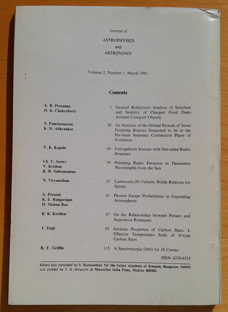 Journal of Astrophysics and Astronomy
