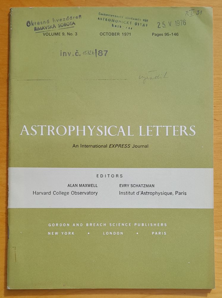 Astrophysical Letters / September + October 1971
