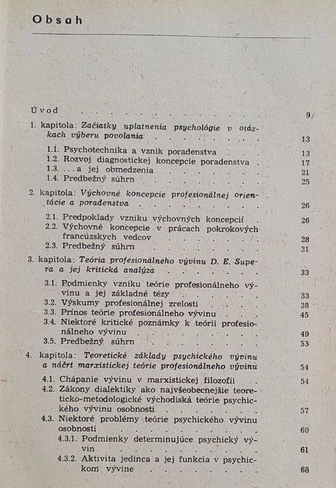 Psychológia profesionálneho vývinu mládeže / Pedagogické a psychologické diela