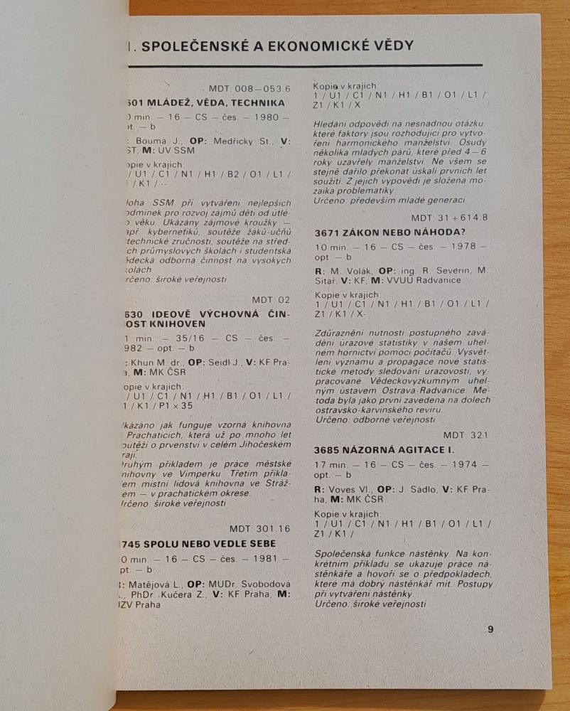 Katalog odborných filmú / Přírustky 1983, titulová čísla 3600-3790