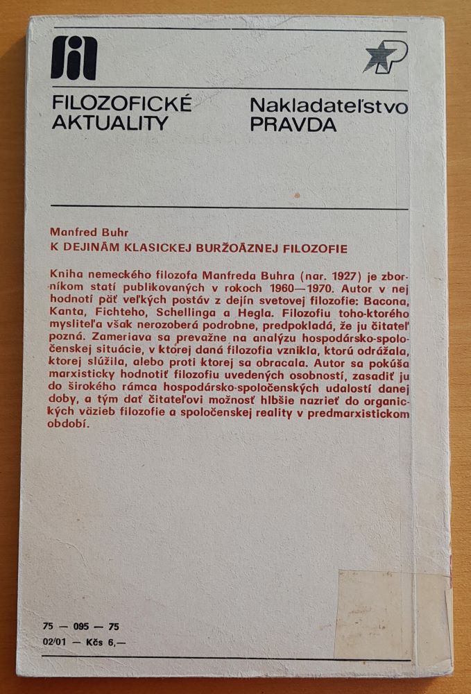K dejinám klasickej buržoáznej filozofie
