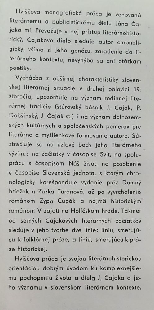 Literárny vývin Jána Čajaka ml. / Edícia Siluety