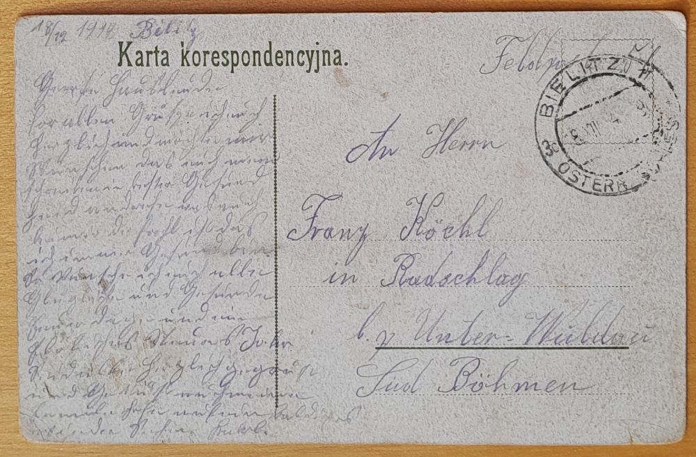 Karta korespondencyjna - Pozdrowienie z Kalwaryi - 1914