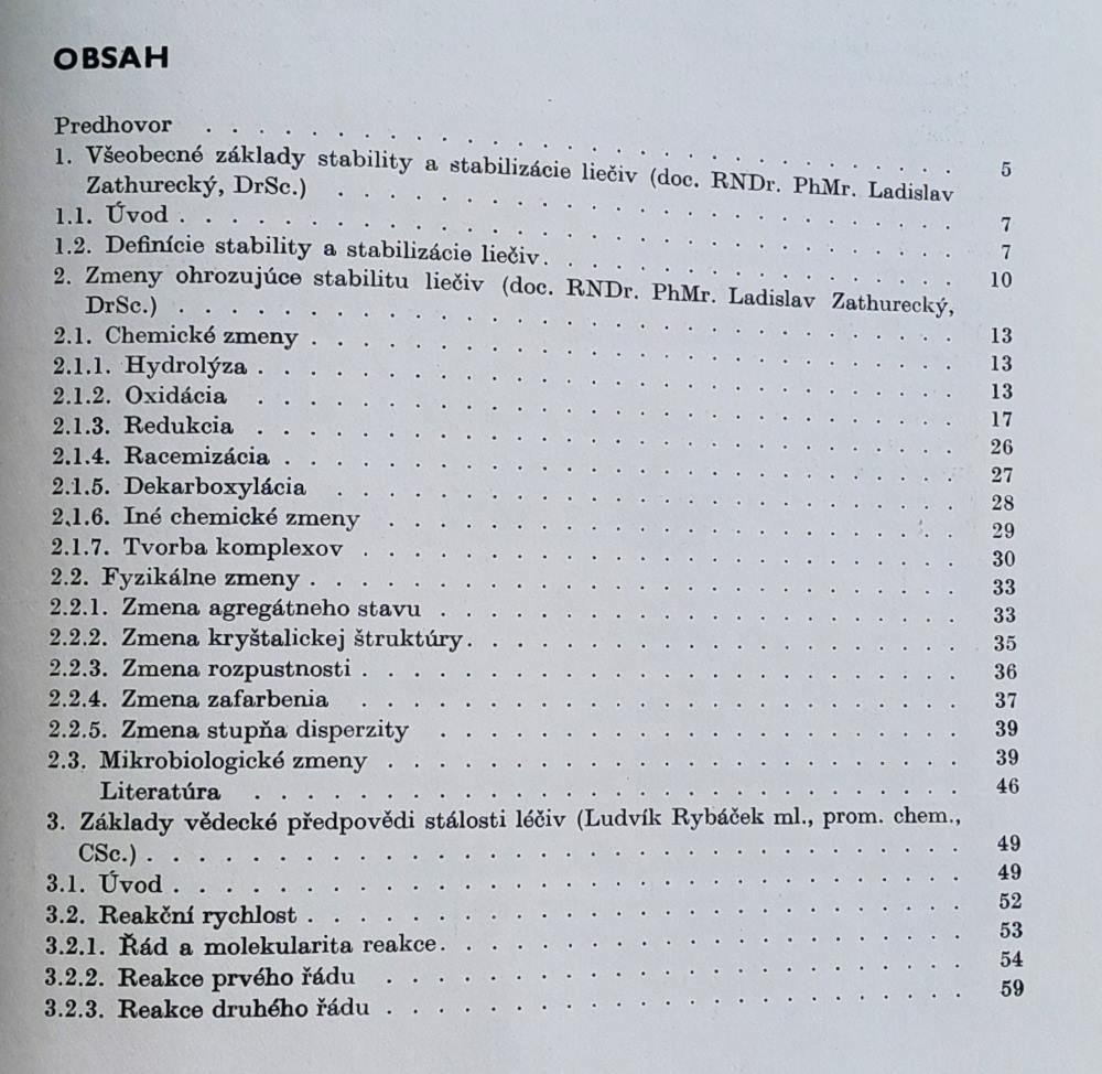 Stabilita a stabilizácia liečiv / Farmaceutická edícia